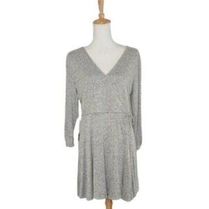 Jaretchung Soft Faux Wrap Knit Mini Dress In Heather Gray Size XL